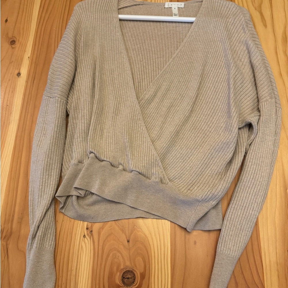 Elegant Beige Wrap Sweater